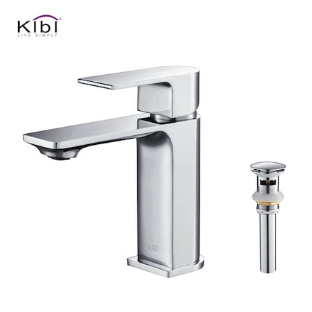Kibi Mirage Single Handle Bathroom Vanity Sink Faucet with Pop Up Drain C-KBF1001CH-KPW100CH